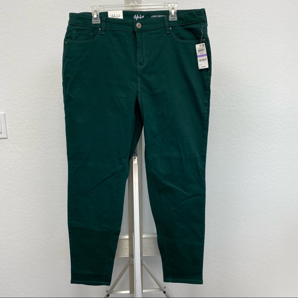 Style & Co. Skinny Leg Jeans Deep Pine Size 18 Curvy Fit Tummy Control NWT